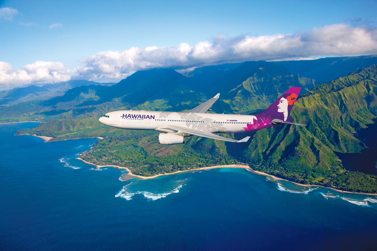 A330_HawaiianAirlines-web Hawaiian Airlines plane over Hawaii