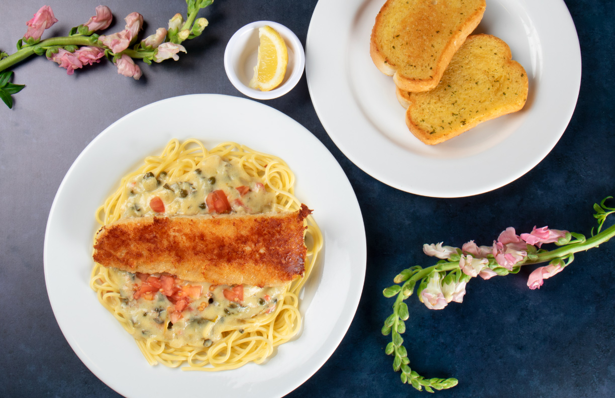 Parmesan Crusted Mahi with Creamy Caper Sauce