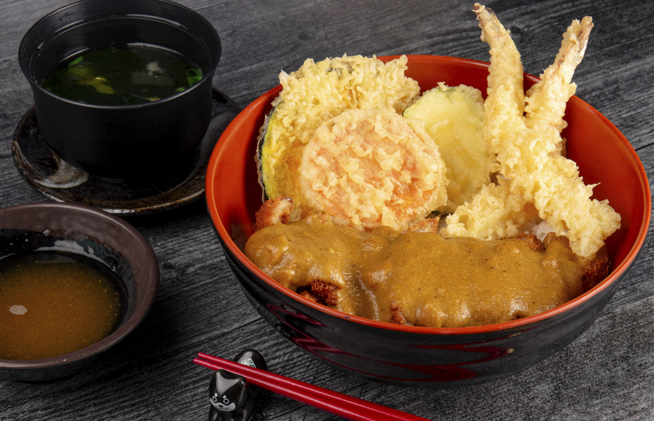 Chicken Katsu Curry with Tempura Donburi