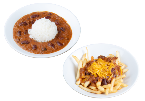 Chili w/ Rice*, Chili Cheese Fries